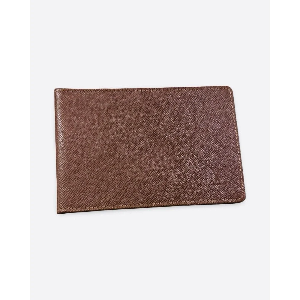 Louis Vuitton Brown Taiga Leather Bifold Pass ID Card Case Holder Brown(5)